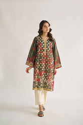 DC-0445 GREEN DIGITAL PRINTED KURTA